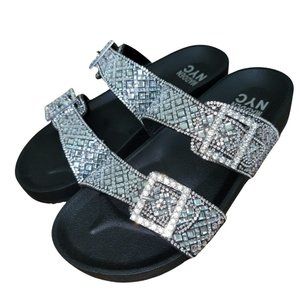 NWOT madden nyc black silver rhinestone sandals